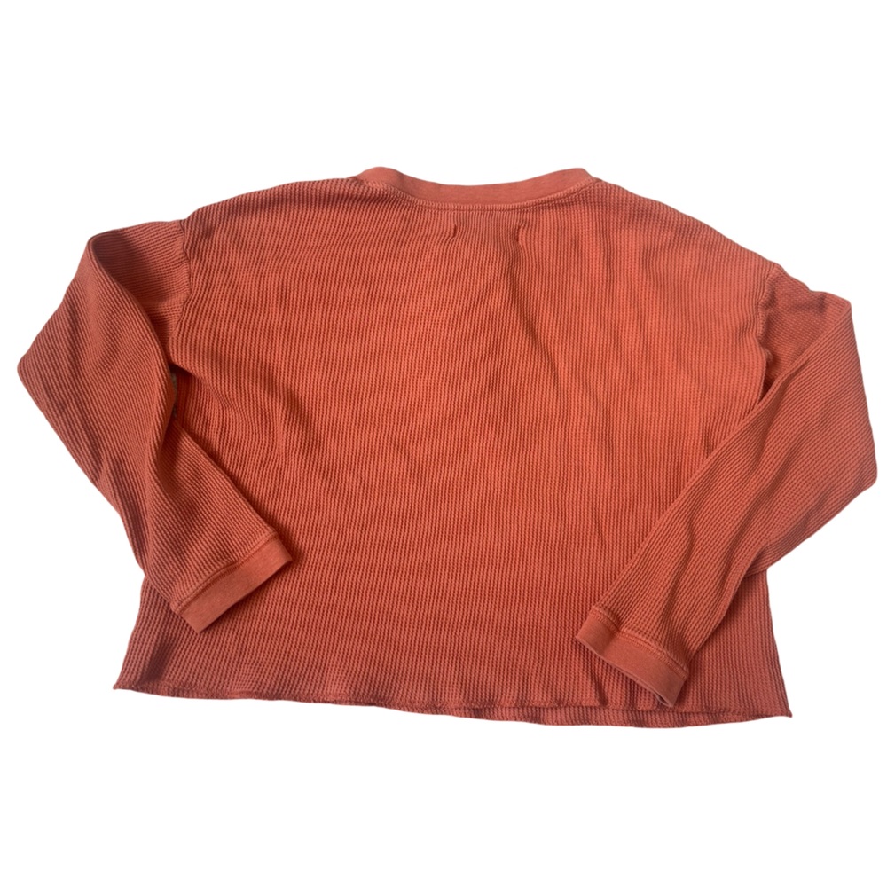 EVERLANE Waffle Long Sleeve Crop Shirt, Burnt Orange - XXS - Picture 5 of 13